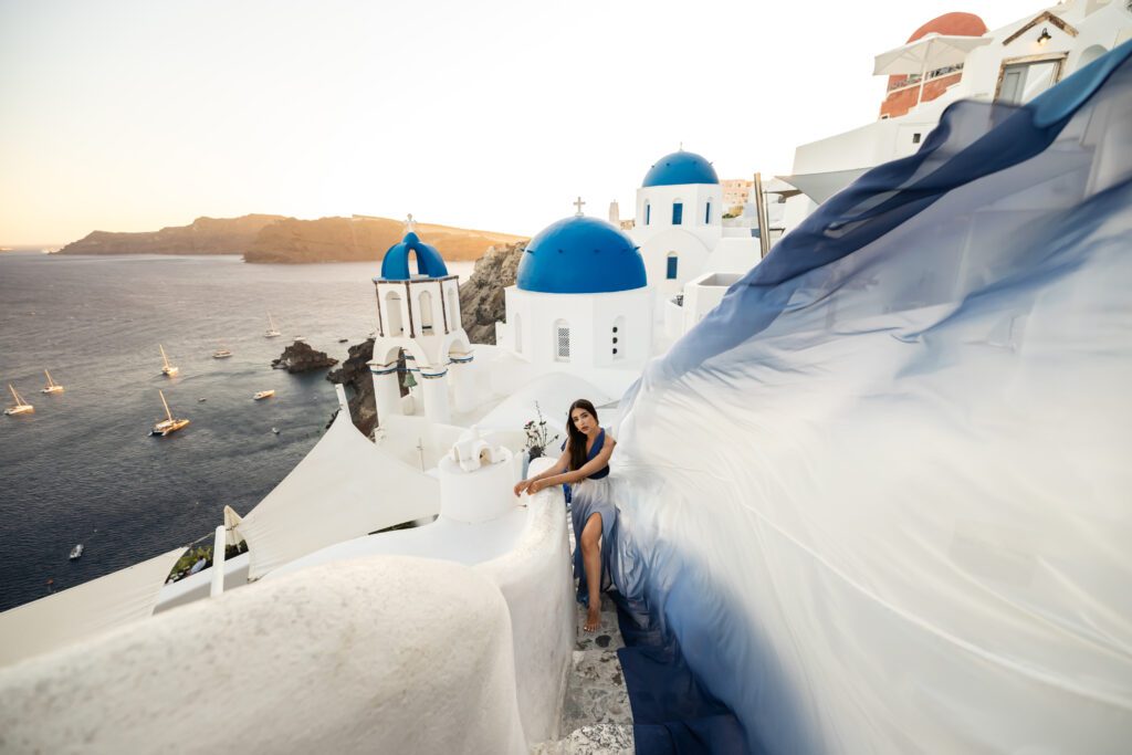 dress santorini ombre white and blue color
