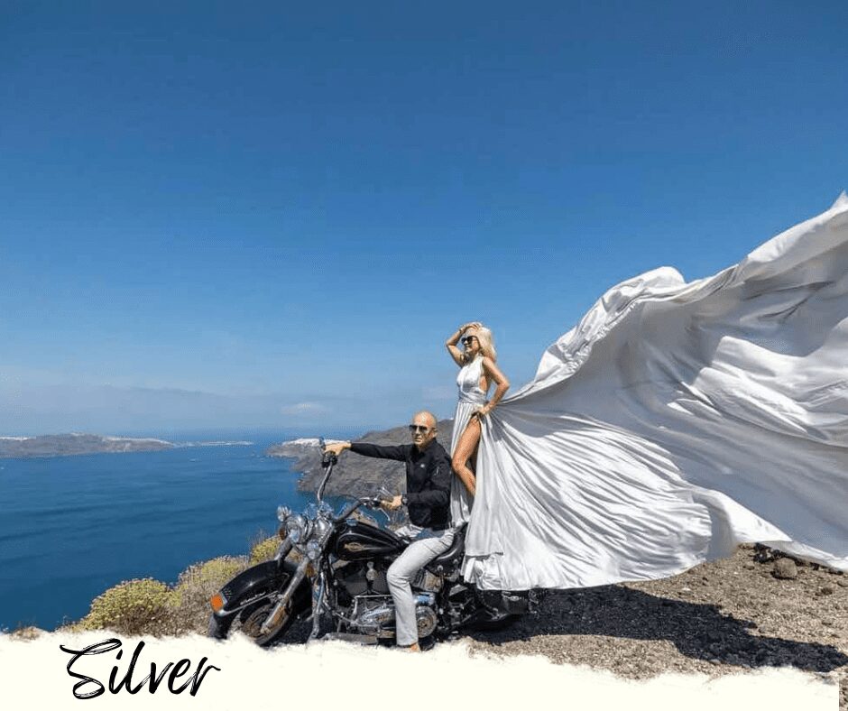 silver flying dress santorini