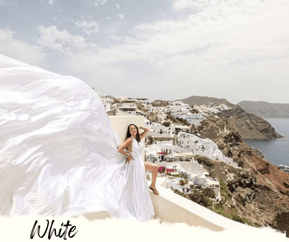 White flying dress santorini