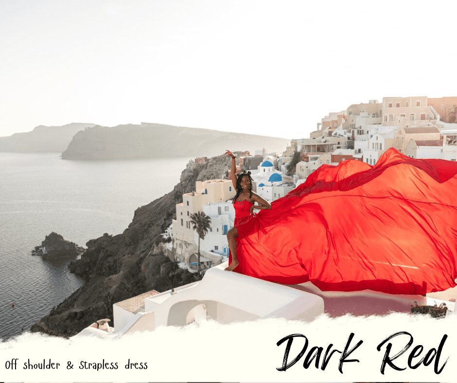 Dark Red flying dress santorini