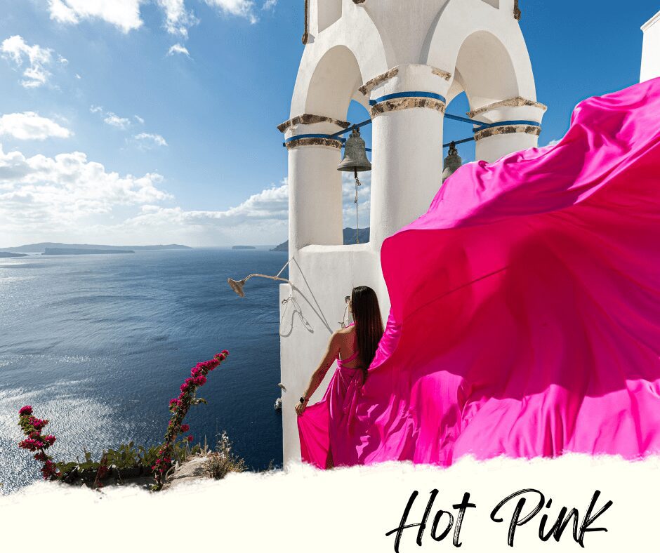 hot pink flying dress santorini