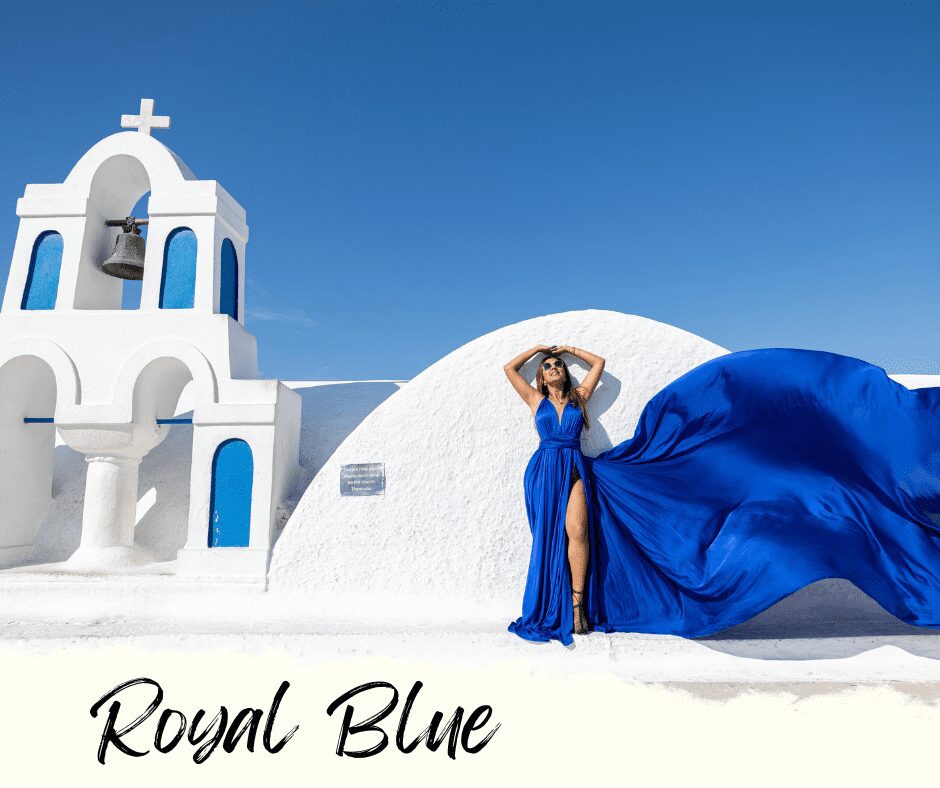 royal blue flying dress santorini