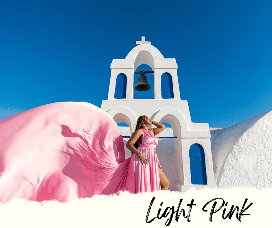 light pink flying dress santorini