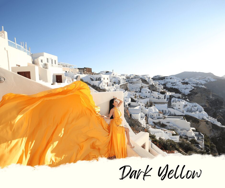 dark yellow flying dress santorini