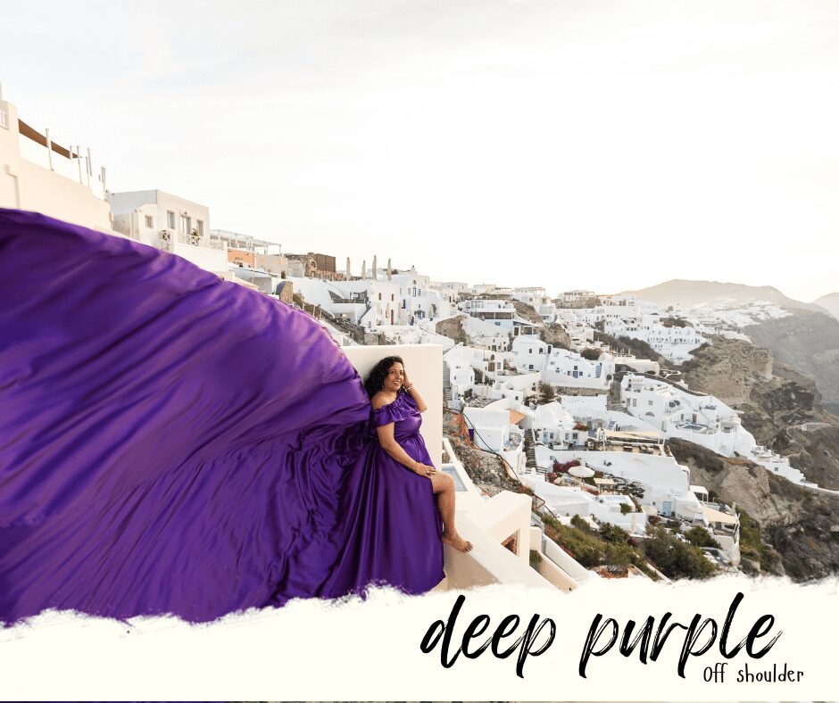 Purple Flying Dress Santorini Photoshooting