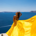 Gold dress santorini