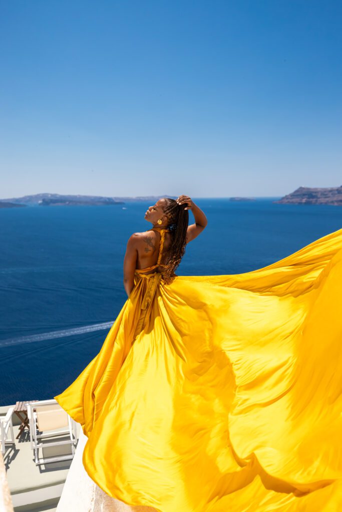 Gold dress santorini