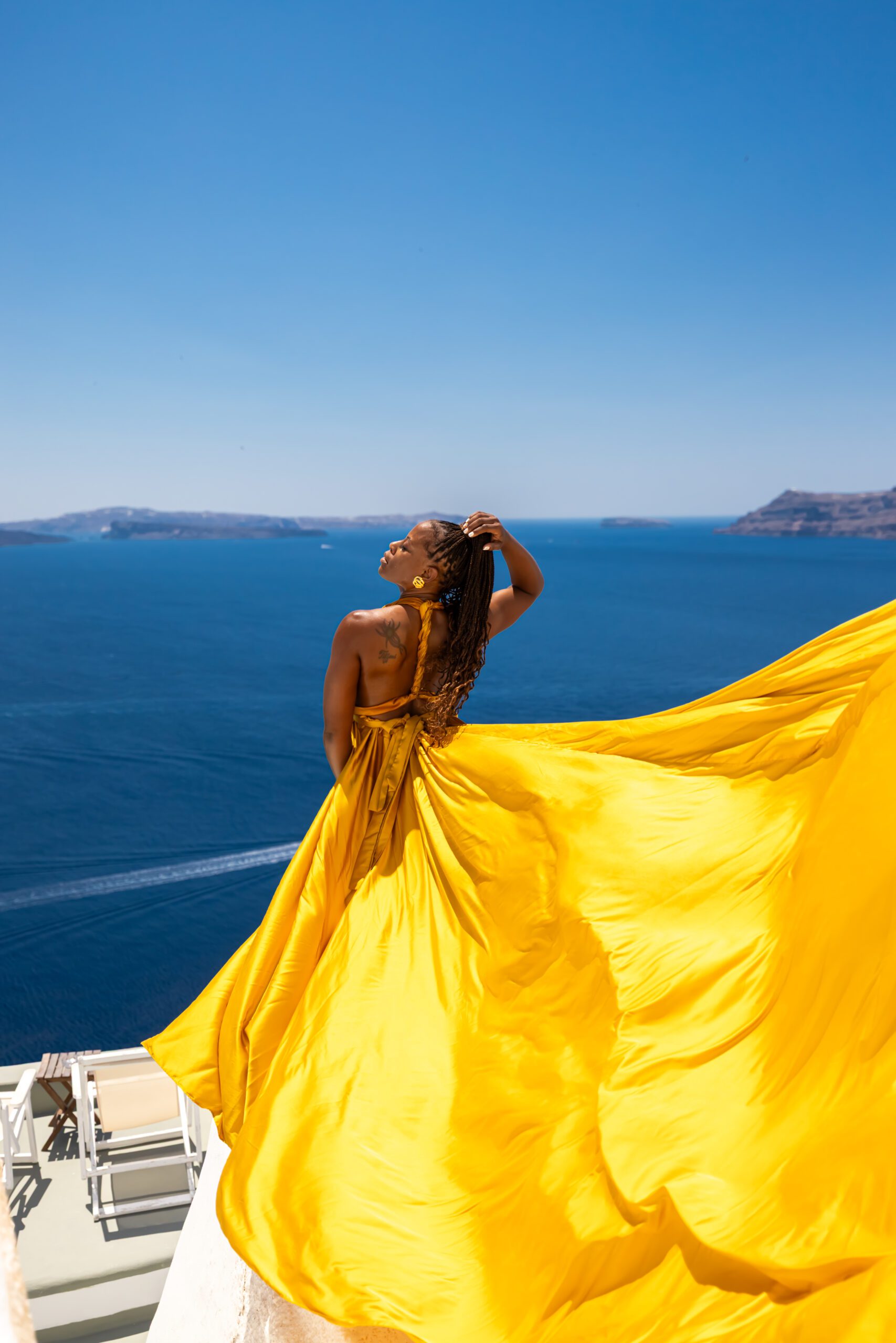 Gold dress santorini