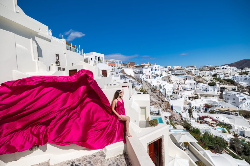 Hot Pink dress santorini
