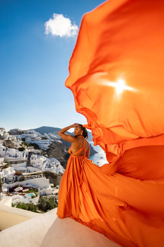 Orange dress santorini